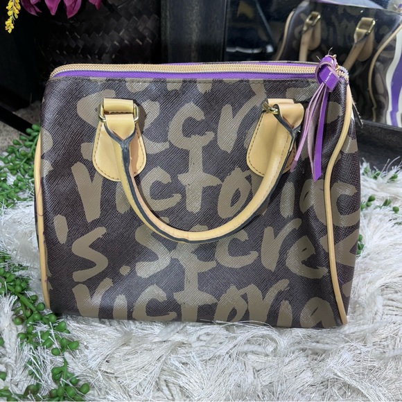 -Y2k Victoria’s Secret Small Brown Logo Bowler Handbag - Picture 3 of 16